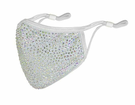 My Protection Plus Rhinestone Cotton Face Mask With Filter Pocket (White)